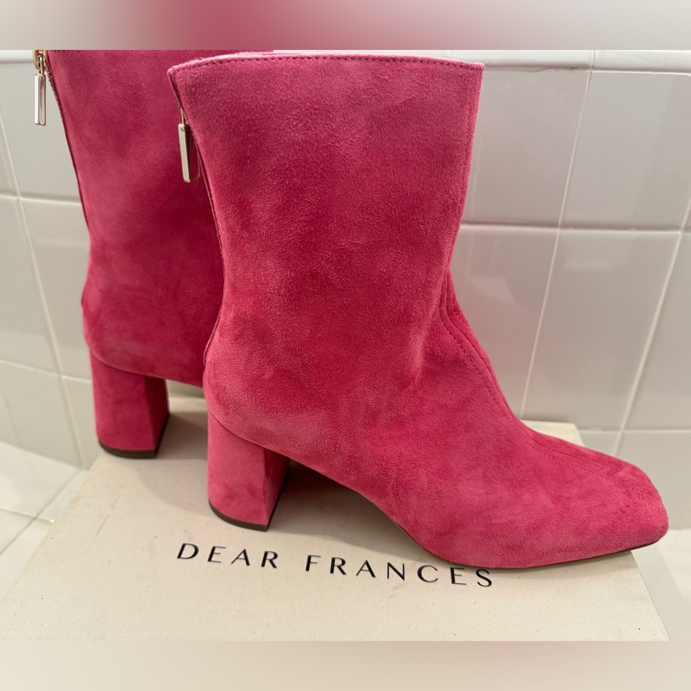 Dear Frances Pink Suede Boots 8.5 New